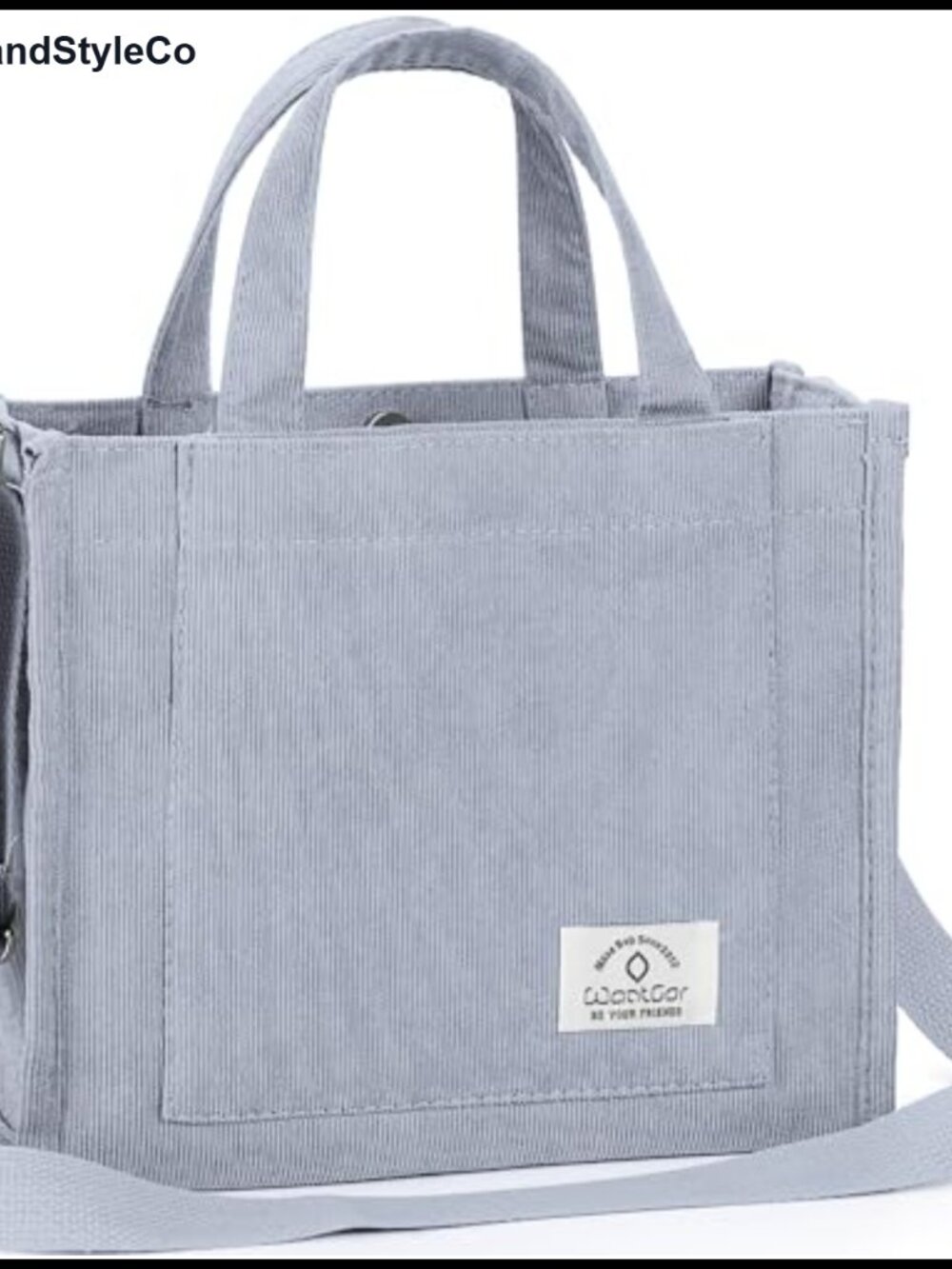 Corduroy Tote Bag with Adjustable Shoulder Strap Multi-Pocket